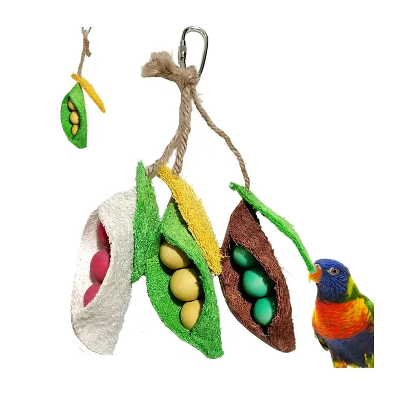 Small New Eco-Friendly Colored Luffa Bird Toy for Biting and Grinding Teeth Bird Cage Hanging Decoration
