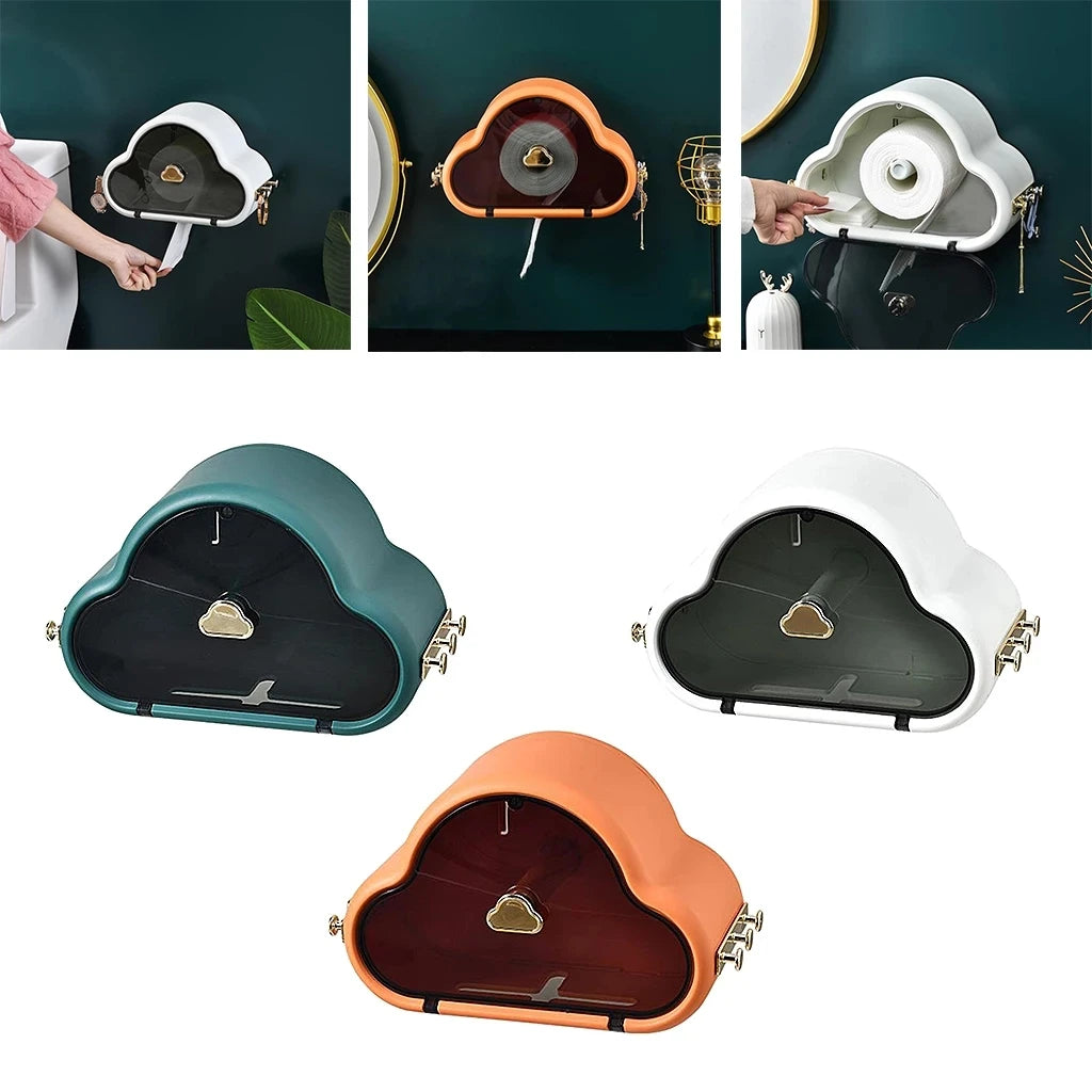 Cloud Shaped Tissue Box Wash Towel Rack Bathroom Wall-Mounted Toilet Paper Holder Cosmetics Organizer Storage Box for Kitchen