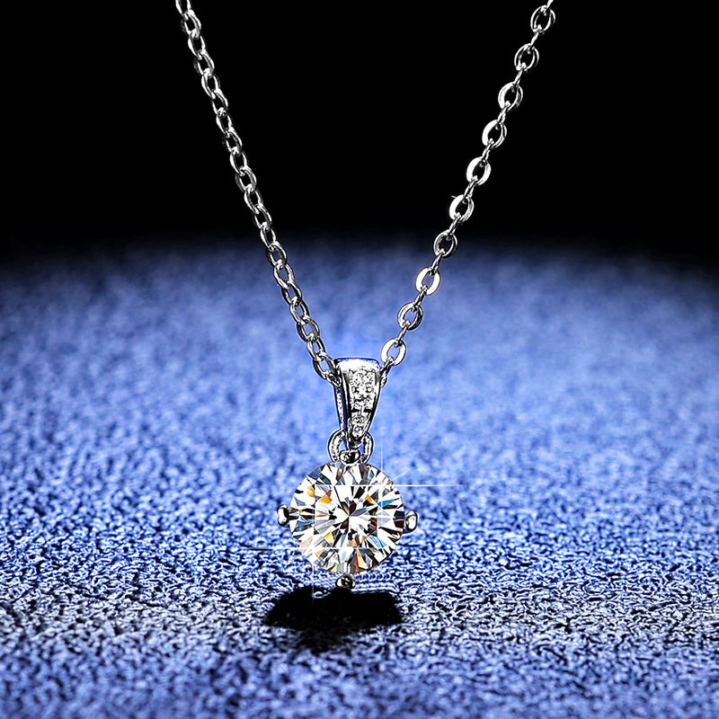 Luxury Fine Jewelry S925 Sterling Silver Platinum Plated Brilliant Cut Created Diamond Moissanite Gemstone Classic Necklace