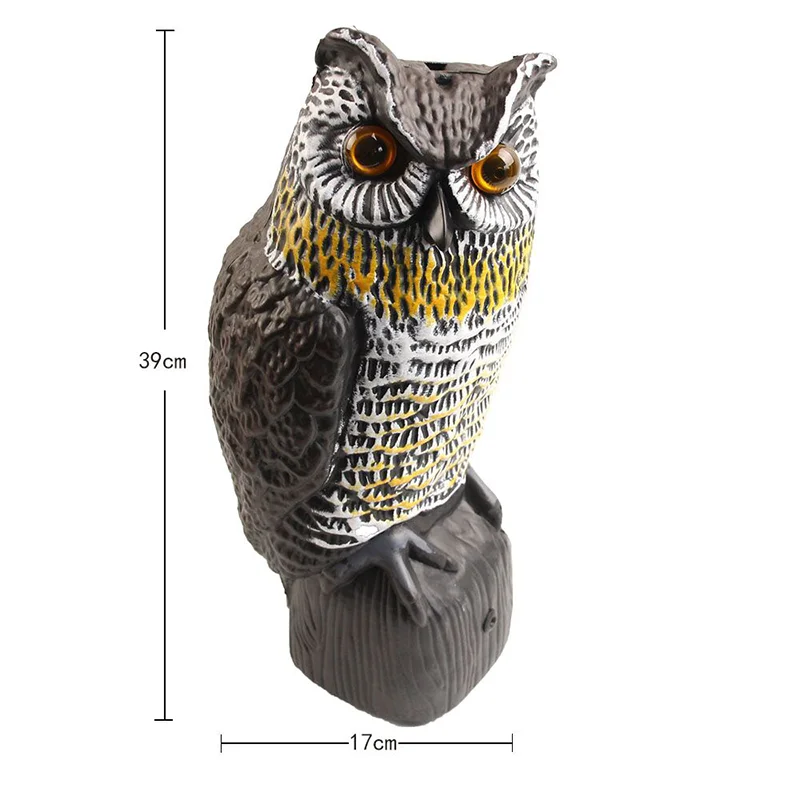 Ebay Hot Style Bird Rodents Hunting Decoy Solar Eye Shine Owl Decoy with Sound for Rural Farm