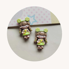 100Pcs New Lovely Mini Cartoon Fruit Girl Resin Flat Back Cabochons Scrapbook Diy Jewellery Hairpin Accessories Decorate Craft