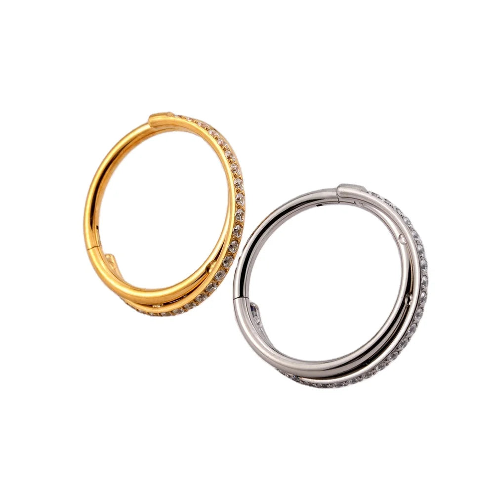 Cartilage Helix Tragus Conch Piercing Jewelry Clear Zircon Diamond Titanium Nose Septum Clicker Ring