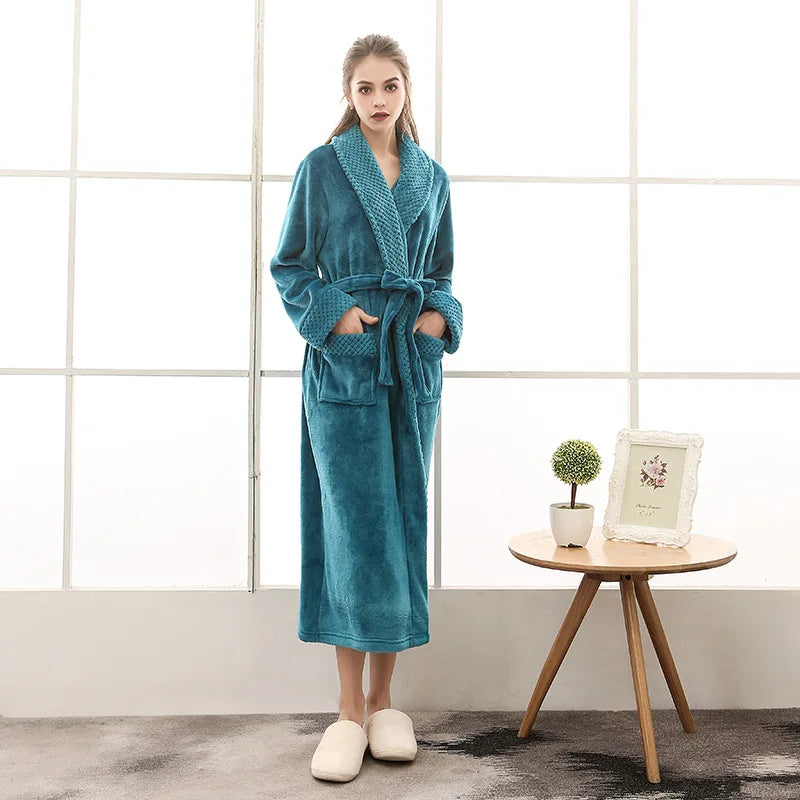 Household Hotel Spa Bathrobe Luxury Men Women Pajamas Bath Robe Thickened Lengthened Custom Embroidered Logo  Women's Nightgown