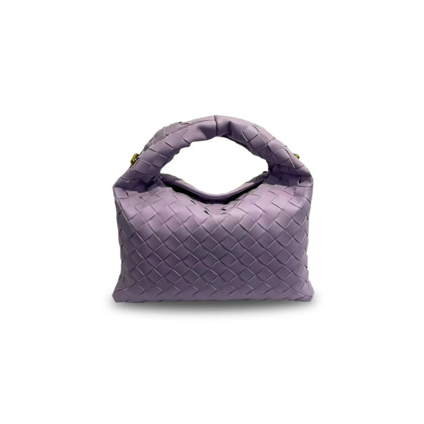 Hot Selling Women's Casual Fashion Soft Genuine Cowhide Leather Handbag with Woven Design Custom Logo Brand Bag PU Lining