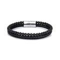 Fashion Trendy Men Leather Jewelry Natural Stone Tiger Eye Onyx Beads Leather Bracelet for Man