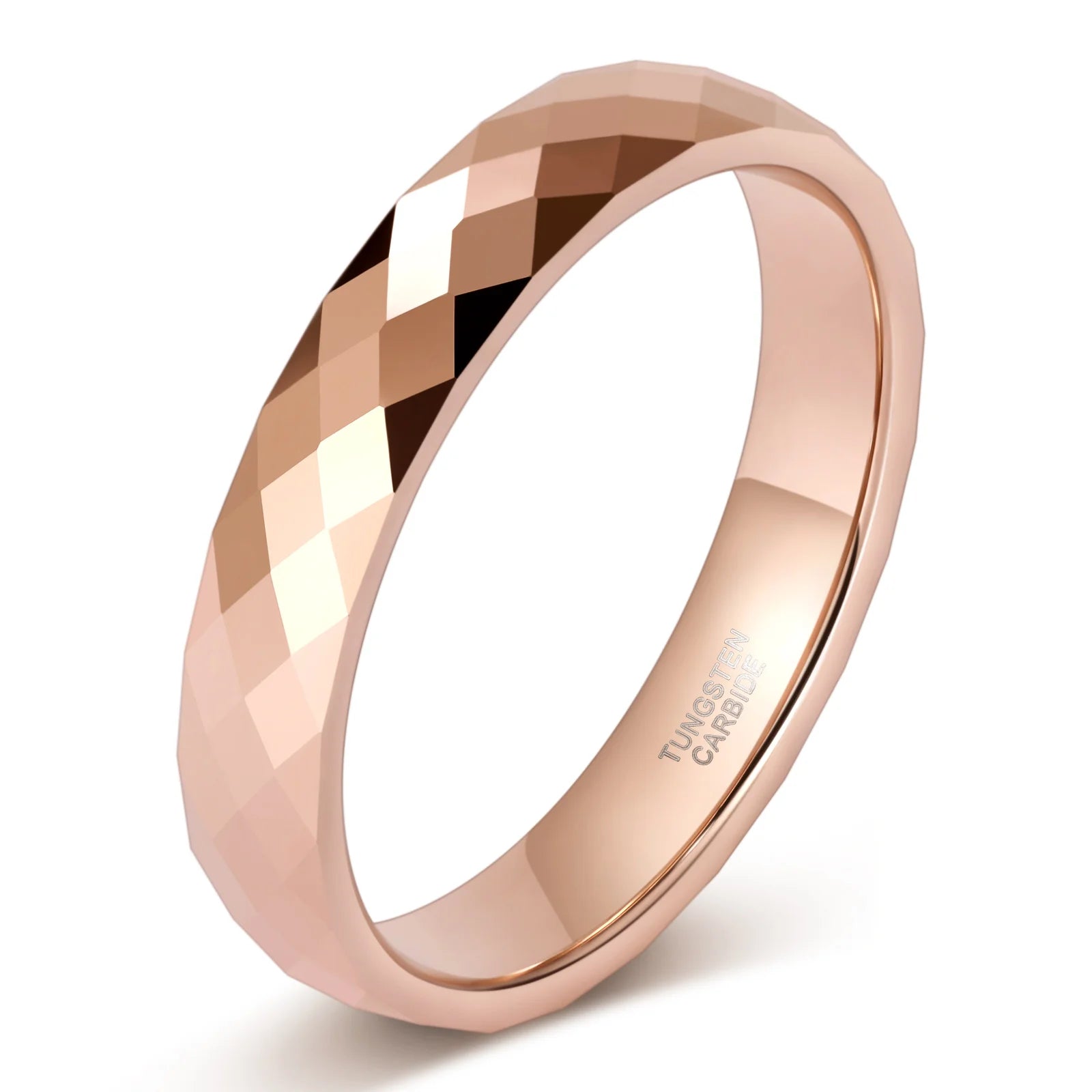 OAHLAN 4mm Men Women Multi-Faceted Tungsten Carbide Rings Rose Gold/Black/Gold/Silver Engagement Wedding Bands Fashion Jewelry