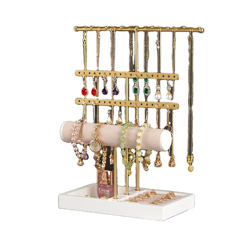 Metal 4-layer Jewelry Storage Stand Large Capacity Detachable Necklace Bracelet Display Storage Rack