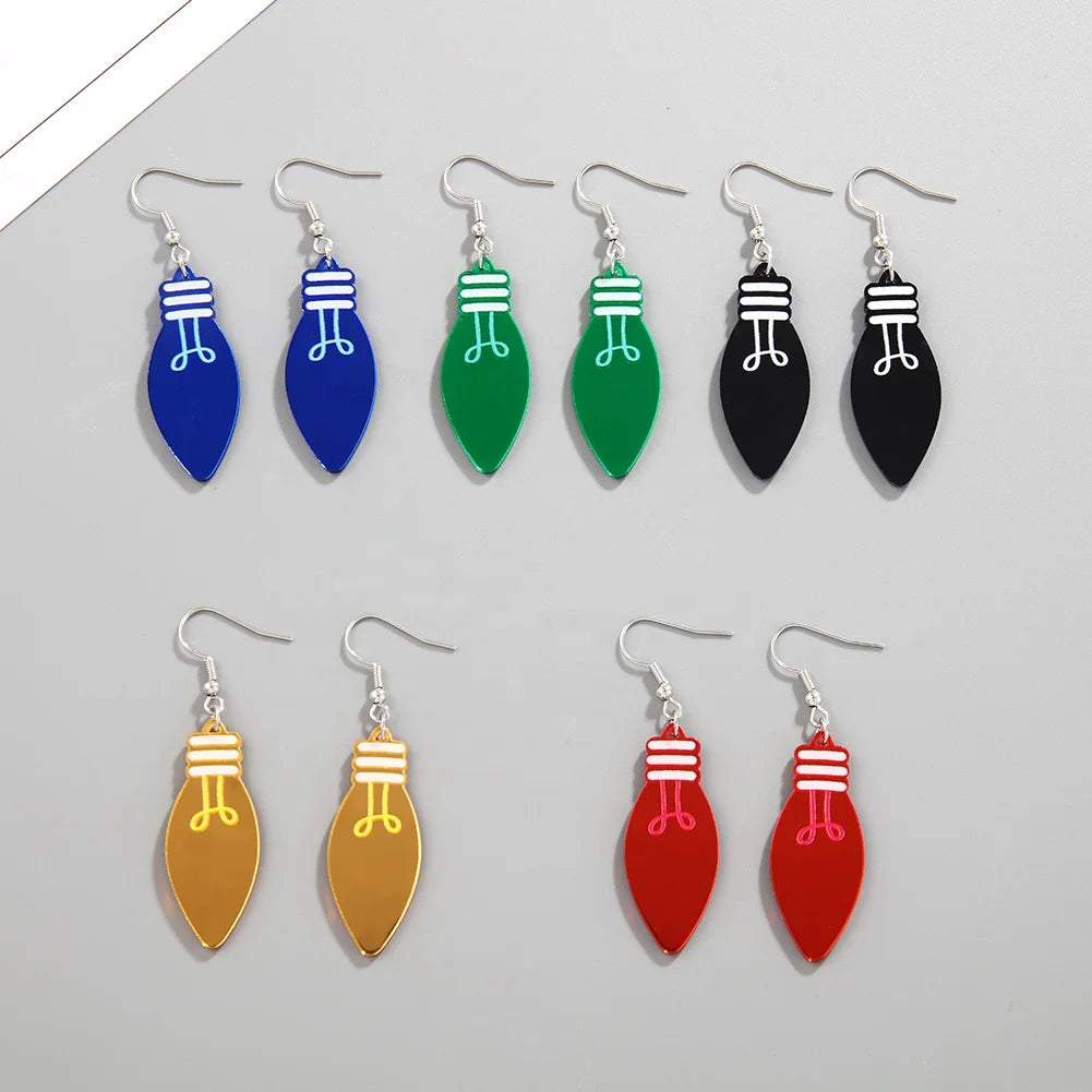 Geometric Multicolor 3D Printed Resin Acrylic Earrings Dazzle Bulb Trendy Bulky Drop Design for Weddings Parties Kids' Gifts