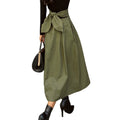 Wholesale 2026 Spring and Autumn Casual A-line Skirt Solid Color High Waist Bow Skirt Elegant Temperament Ladies Skirt