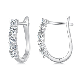 Factory Wholesale S925 Sterling Silver Moissanite U-shaped Pattern Total 1Carat Personalized Versatile Jewelry Earrings