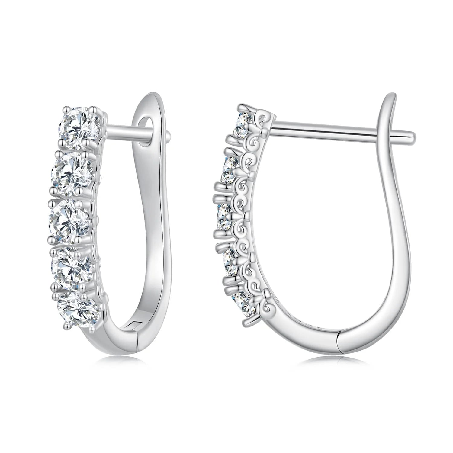 Factory Wholesale S925 Sterling Silver Moissanite U-shaped Pattern Total 1Carat Personalized Versatile Jewelry Earrings