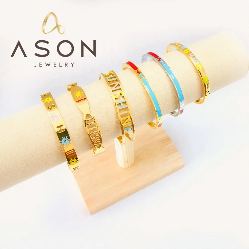 Wholesale Gold Waterproof Adjustable Stainless Steel 18K Gold Plated Jewelry Bracelet Bangles for Women