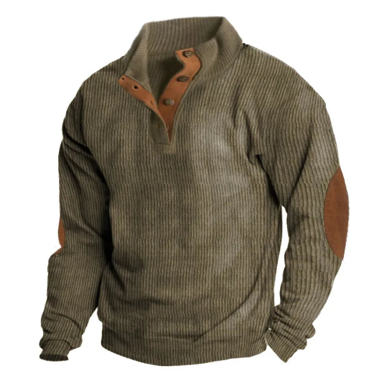 2024 Autumn Winter Men's Casual Loose Long Sleeve T-Shirt New Wholesale Warm Corduroy Jumper Pullover Knitted Weaving Method