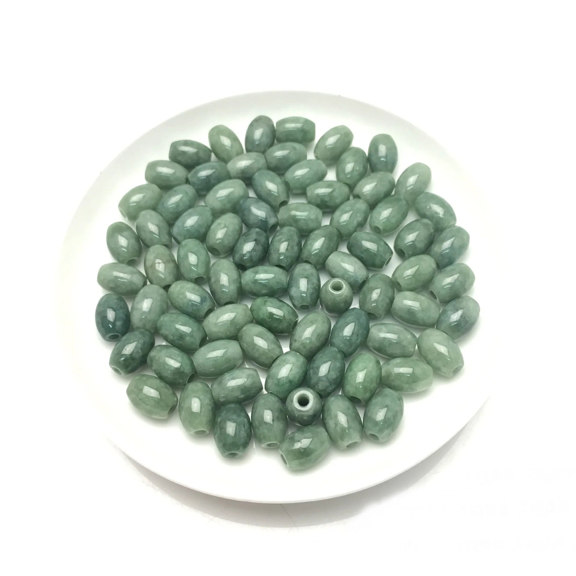 Wholesale Mayanmar Burma Jadeite Carved Green Jade Barrel Beads for Diy Jewelry