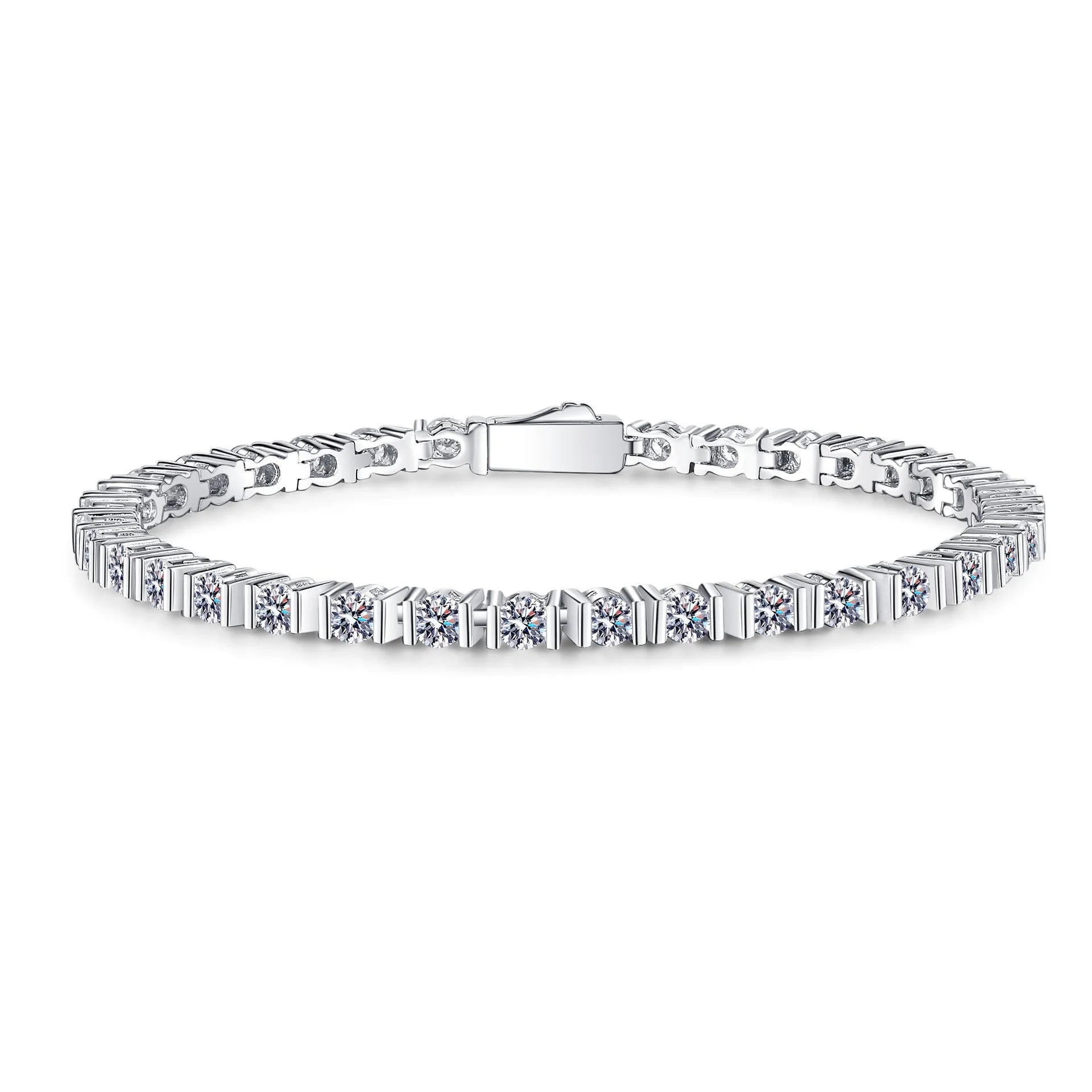 Wholesale VVS 3mm Moissanite Iced Out Tennis Bracelet 925 Sterling Silver Sparkling Moissanite Tennis Bracelet for Women