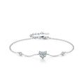 SL2045 925 Sterling Silver Heart-Shaped Geometric Pattern Chain Bracelet for Women Simple Design Statement Jewelry Party Gift
