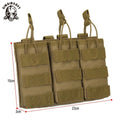 Tactical Molle Open Top Triple Mag Magazine Pouch for 223/5.56mm Nylon Material Pack Bag