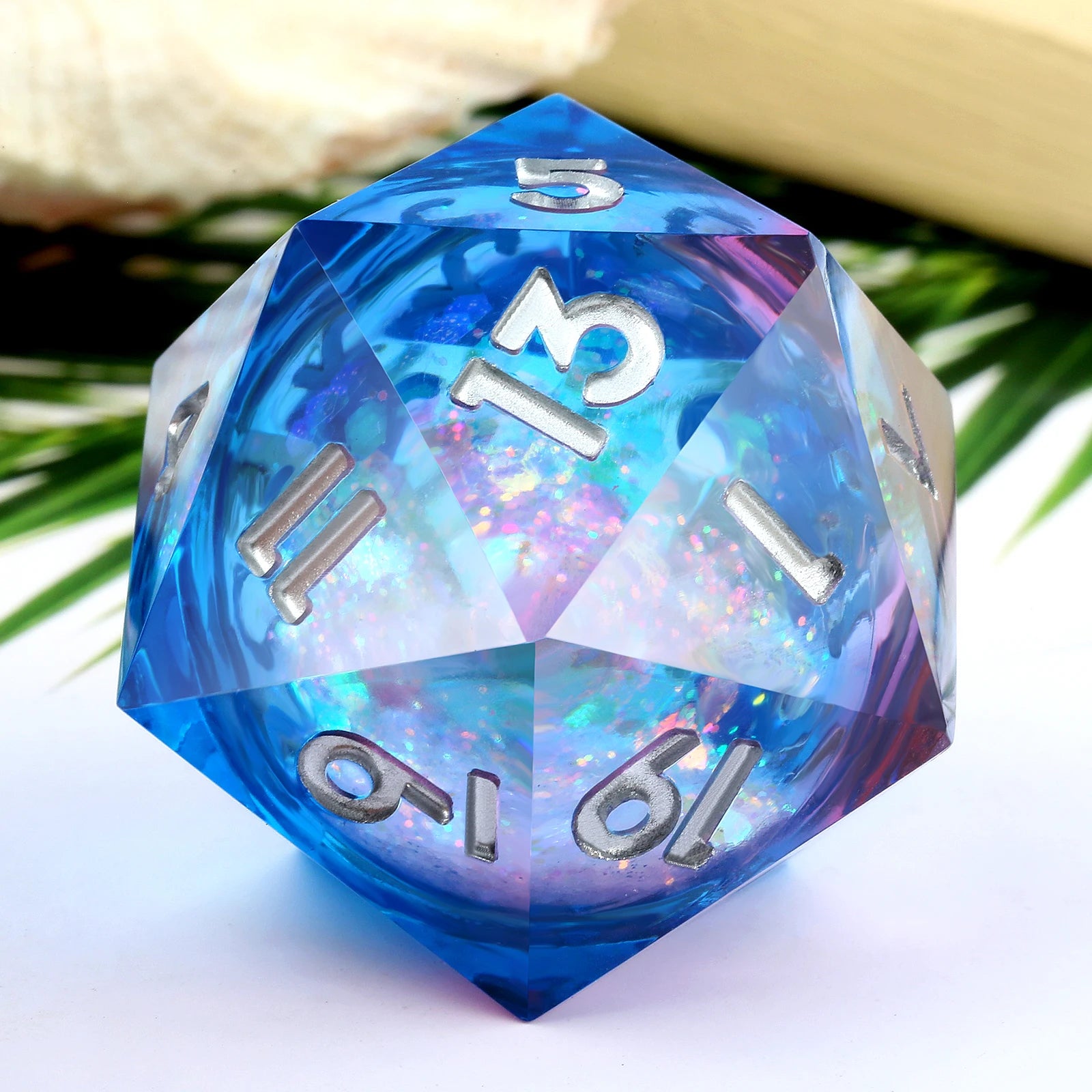 33mm Large 20 Sided Dragon Eye Resin Liquid Core D20 Dice with Holder for Dungeons and Dragons Table Games