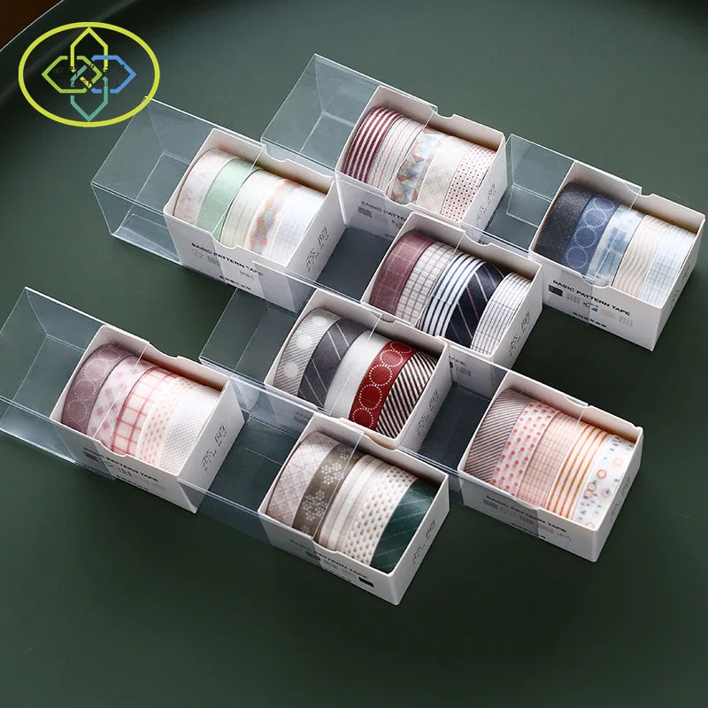 Colorful Decorative Water Activated Hot Melt Strong Adhesive Waterproof Custom Printed DIY Washi Tapes Set