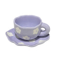 Madou Internet Celebrity's Hand-Painted Retro Ceramic Mug Orange Purple Tulip Checkerboard Butterfly Flowers Hand-Squeezed