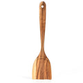 Hand Crafted Custom logo Smooth Long Handle Kitchen Teak Wooden Spatula for Cooking