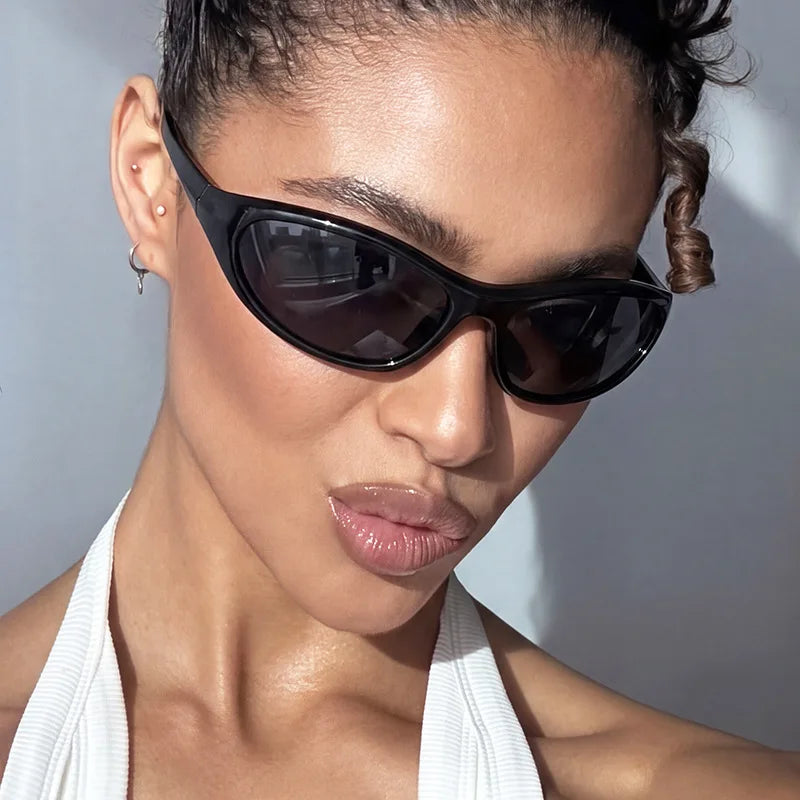 UNOC Ladies Trend Sun Glasses 2026 Fashion Designer Women's Sunglasses Y2K Sports Sunglasses Man UV400 Eyewear Cat Eye Shades