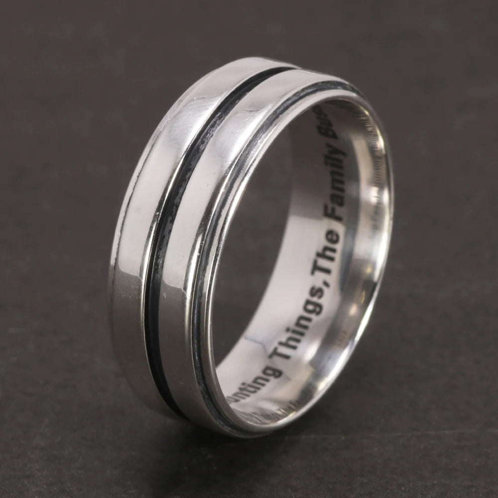 Dean Winchester Ring Authentic 925 Silver Supernatural Aphorism Engraving Saving People Hunting Things the Family Business