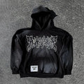 OEM Y2K Custom Acid Wash Hoodie Men Screen Print logo Heavyweight French Terry Fleece Vintage Distressed Rhinestone Hoodie
