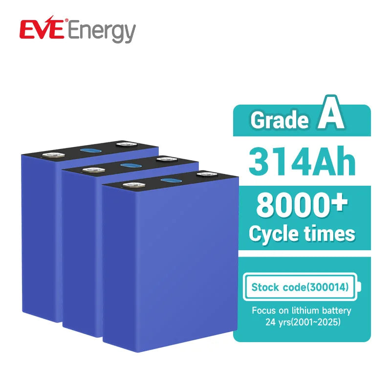 EVE EU STOCK MB31 Lifepo4 Cell 314ah 8000cycles Large Capacity CE Battery Lifepo4 for Utility System
