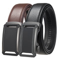 Custom Logo Men's Automatic Ratchet Belt Buckle Pure Real Leather Waterproof Durable Rectangular Buckle Adjustable Length