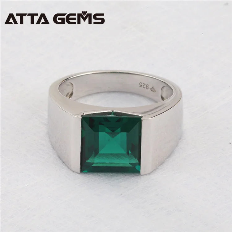 4.8 Carats 10mm*10mm Sterling Silver Created Square Sapphire Gemstone Rings for Wedding Rings Fine Fashion Brands Jewelry