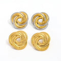 Trendy 18K Gold Plated Twisted Multi-layer Cross Flower Two-tone Stainless Steel Stud Earring for Women Unique Jewelry Design