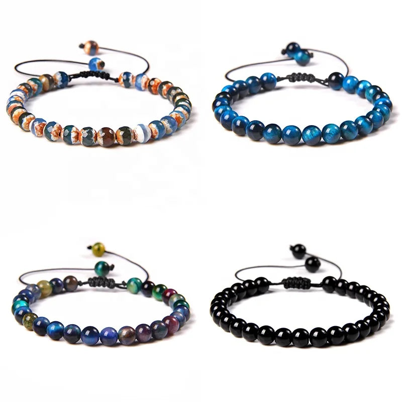 Adjustable Multicolour 6mm Crystal Natural Stone Hand Woven Bracelet National Wind Beads Bracelet