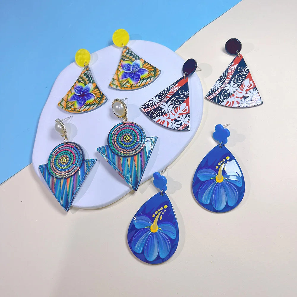 Hot Sale Acrylic Statement Earrings for Women Girls Mottled Hoop Fashion Drop Dangle Jewelry Hypoallergenic for Gift