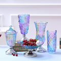 Modern Color Stained Glass Vases Creative Compote Sugar Bowl for Home Furnishing Tabletop Wedding Vase for Crafts and Gifts