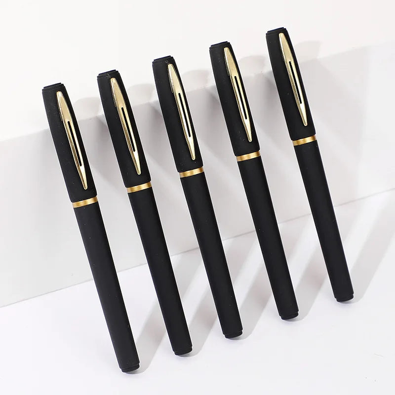 JR OEM Personalized Promotion Gift 0.5mm Refill Environment-protective Blue/Black Plastic Gel Pen Soft Rubber Coated Gold Clip