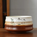 Japanese Style Colorful Pattern Chinese Matcha Powder Large Ceramic Tea Bowl