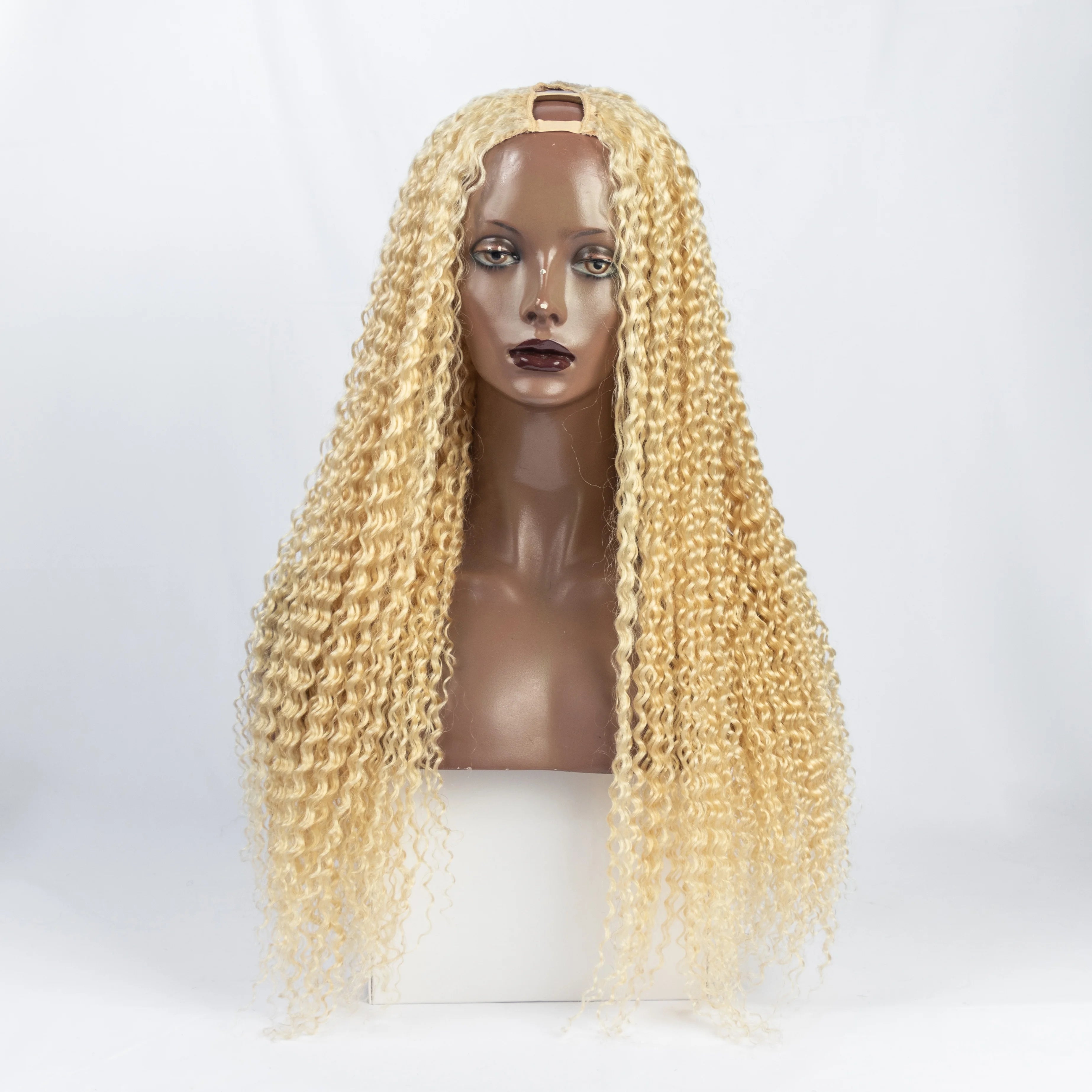 613 Blonde U Part Human Hair Wigs for Black Women Loose Curly Long Full Machine Made 150% Density