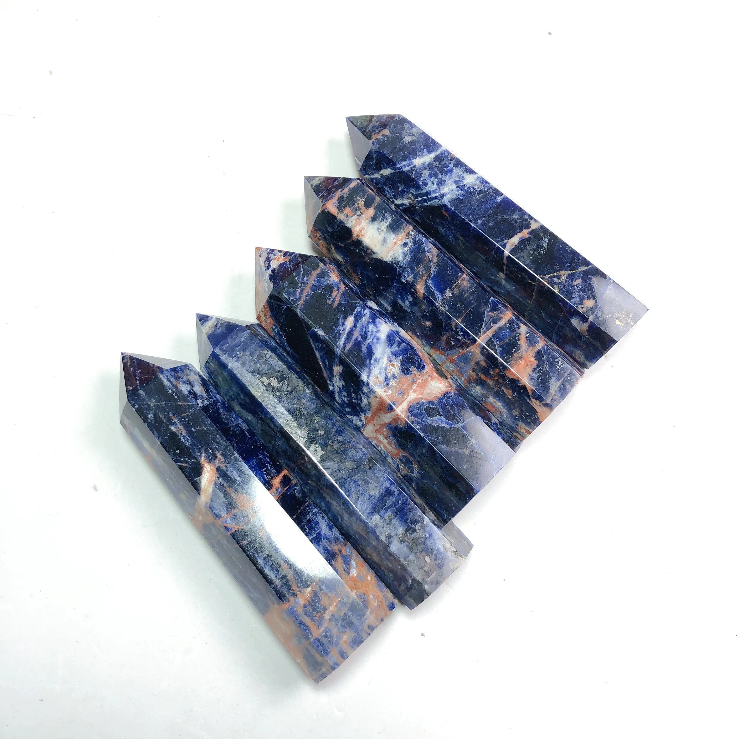 Wholesale Natural Polished Crystal Obelisk Blue Sodalite Tower Point for Healing