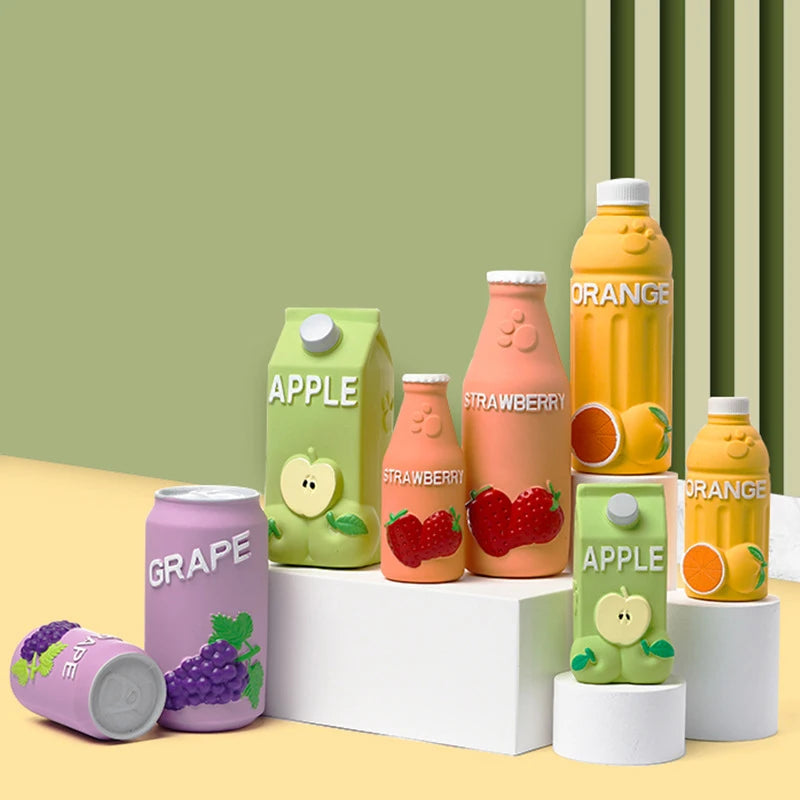 Wholesale Silicone Pet Toys Popular Style Simulation Fruit Drink Bottle for Dog Chewing and Playing with Fruity Fragrance
