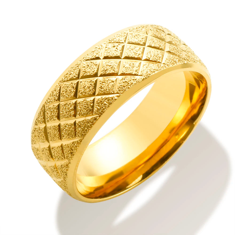 High End Brush Gold Finish Stainless Steel Band Rings Dome Rings for Women New Jewelry