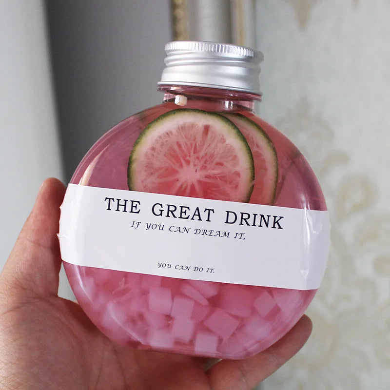 300ML Oblate Creative Design Disposable Beverage Juice Milk Tea Food Grade Plastic Bottle 10oz