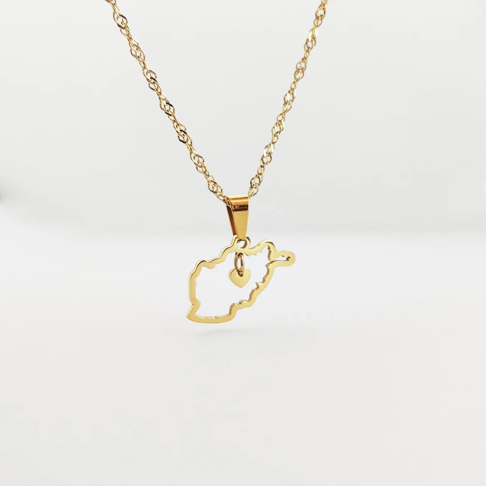 Collares Personalizados Afghanistan Necklace Gold Heart Necklace Country Map Necklace Jewelry for Women Laminado En Oro
