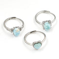Exquisite 6*8mm Brass Adjustable Natural Crystal Lovely Larimar Oval Ring