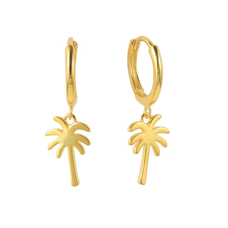 2022 Fashion Trendy Sterling Silver 925 Jewelry Korean Earrings Women Coconut Tree Hoop Earrings 18k Gold Plated Fine Jewelry