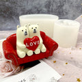 B-3415 Valentine's Day love Polar Bear Candle Silicone Mold DIY Christmas Decoration Sofa Polaris Split Cake Candle Decoration