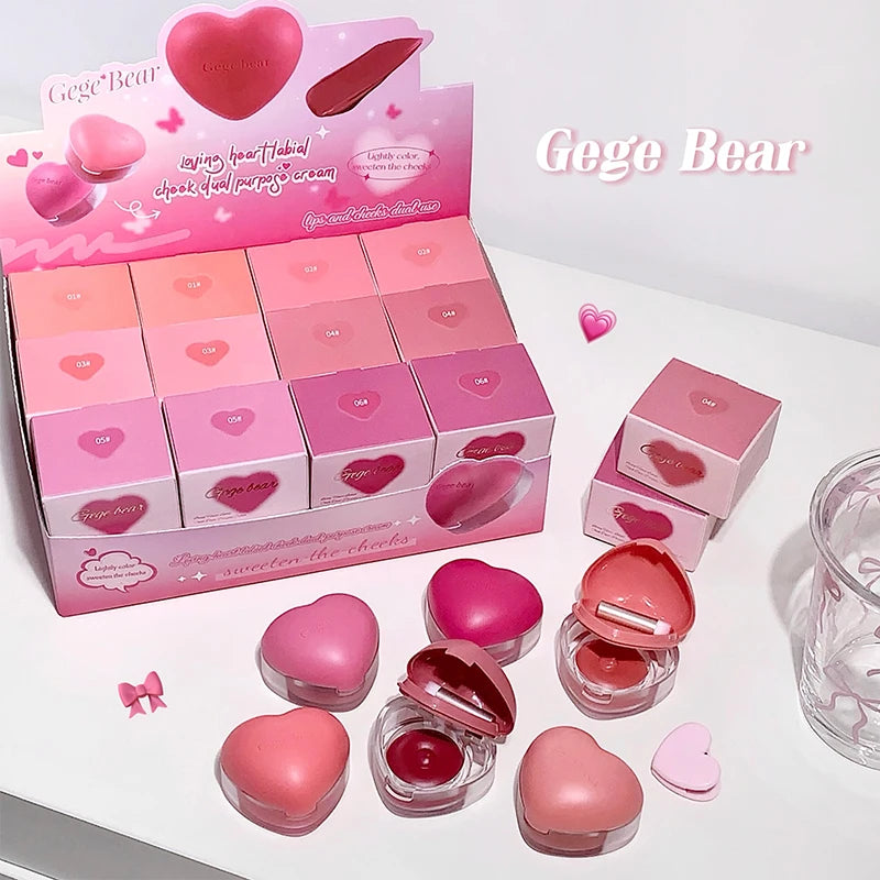 Wholesale Lip Gloss Powder Blusher Cheeks Bottle Customized Dual-use Powder Blusher  Custom logo