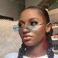 New Style Trendy Colorful Strange Funny Rimless Hollow Blade Sunglasses for Party Outdoor Blade Shape Sunglasses