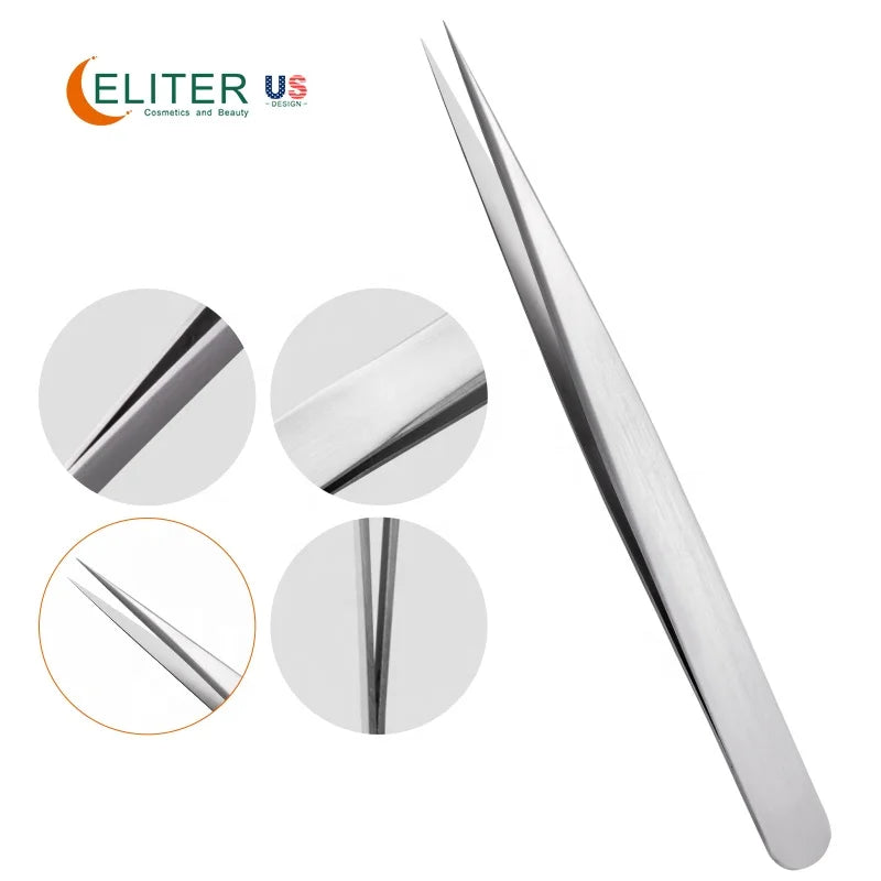 ELITER in Stock Gold Eyebrow Slanted Point Tweezers Custom Eyebrow Tweezers Tweezers for Eyebrows