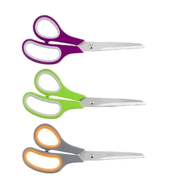 Custom 8.25 Inch Stainless Steel Blades Household Office Student Stationery TPR PP Scissors Metal Rubber Plastic Tailor Scissors